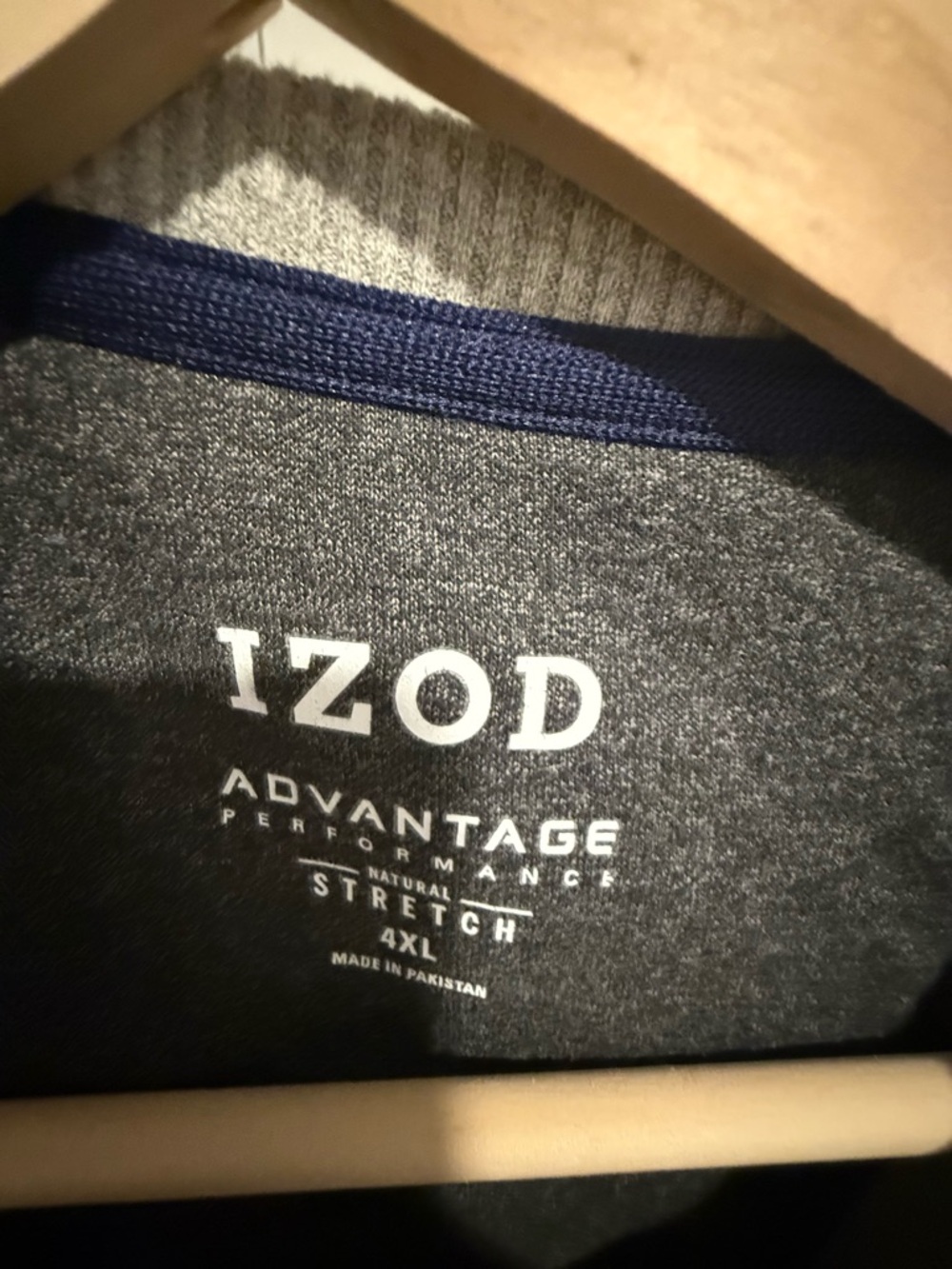 Izod charcoal crewneck with navy trim